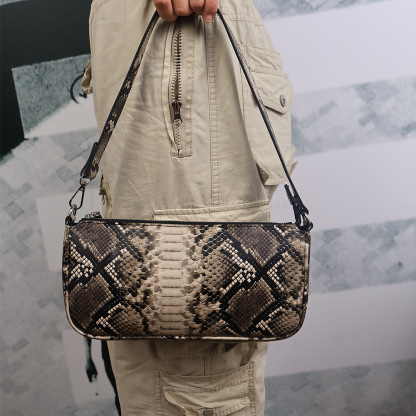 Soft leather snake print shoulder underarm bag