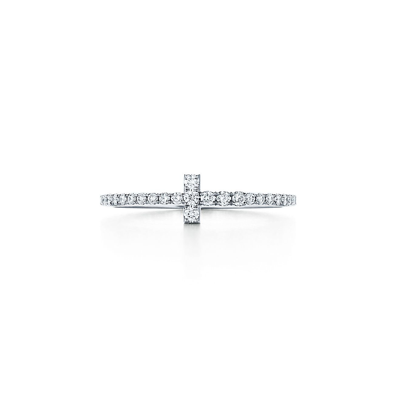 T Diamond Wire Band Ring in 18k White Gold
