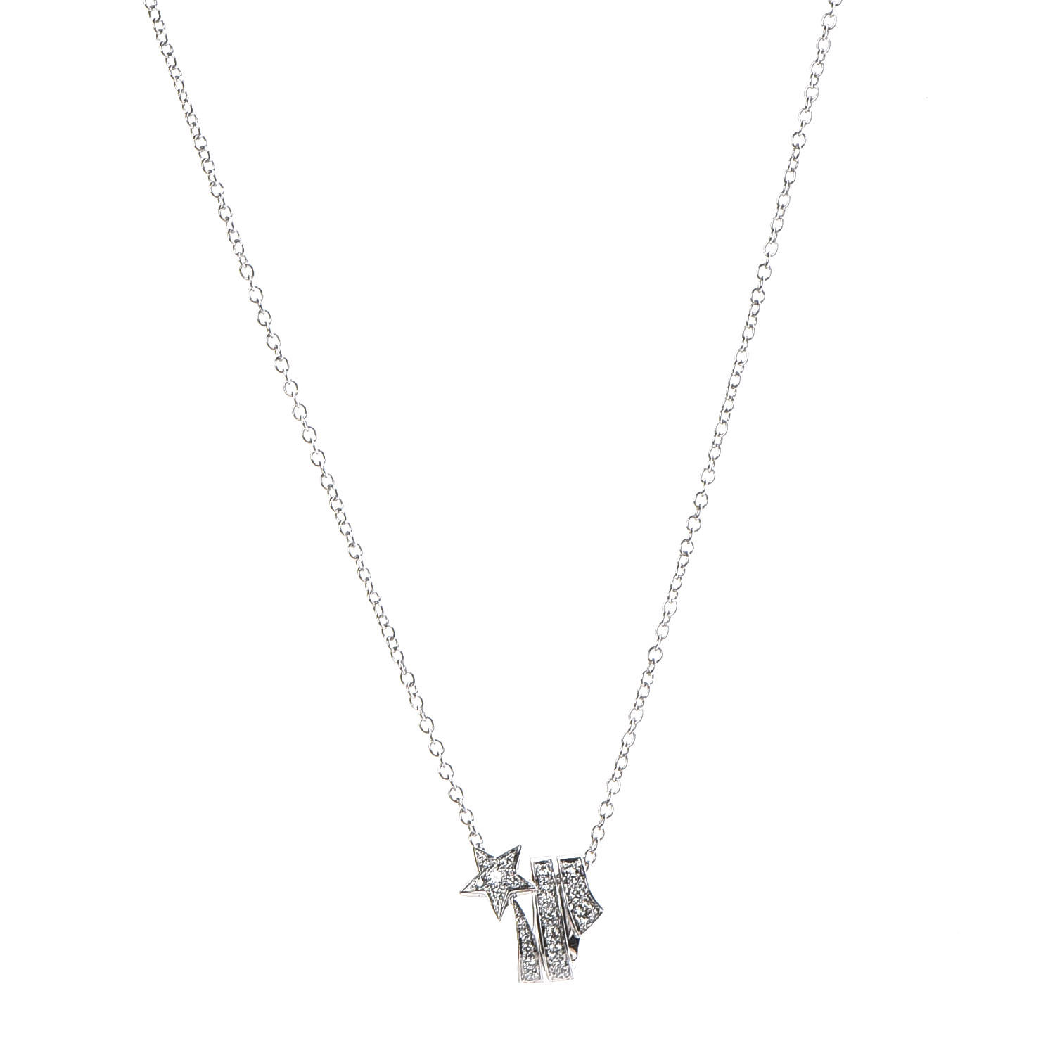 18K White Gold Diamond Etoile Filante Pendant Necklace