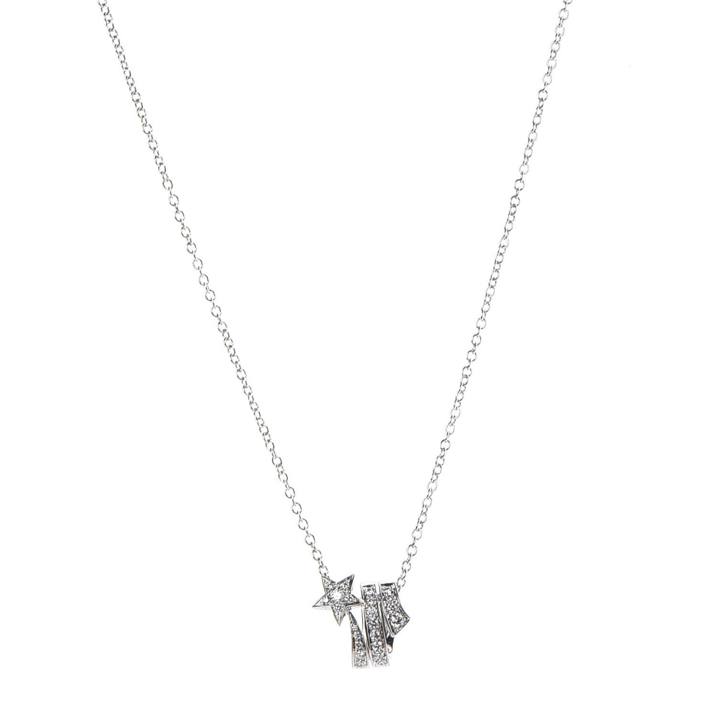 18K White Gold Diamond Etoile Filante Pendant Necklace