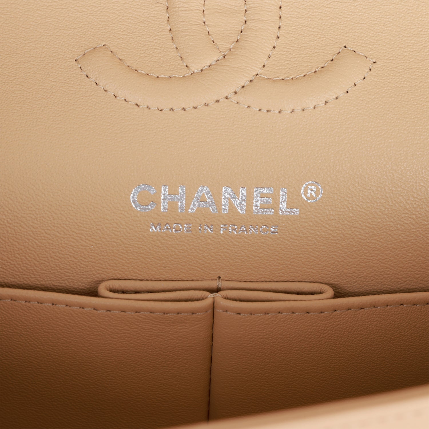 Small Classic Double Flap Beige Lambskin Silver Hardware