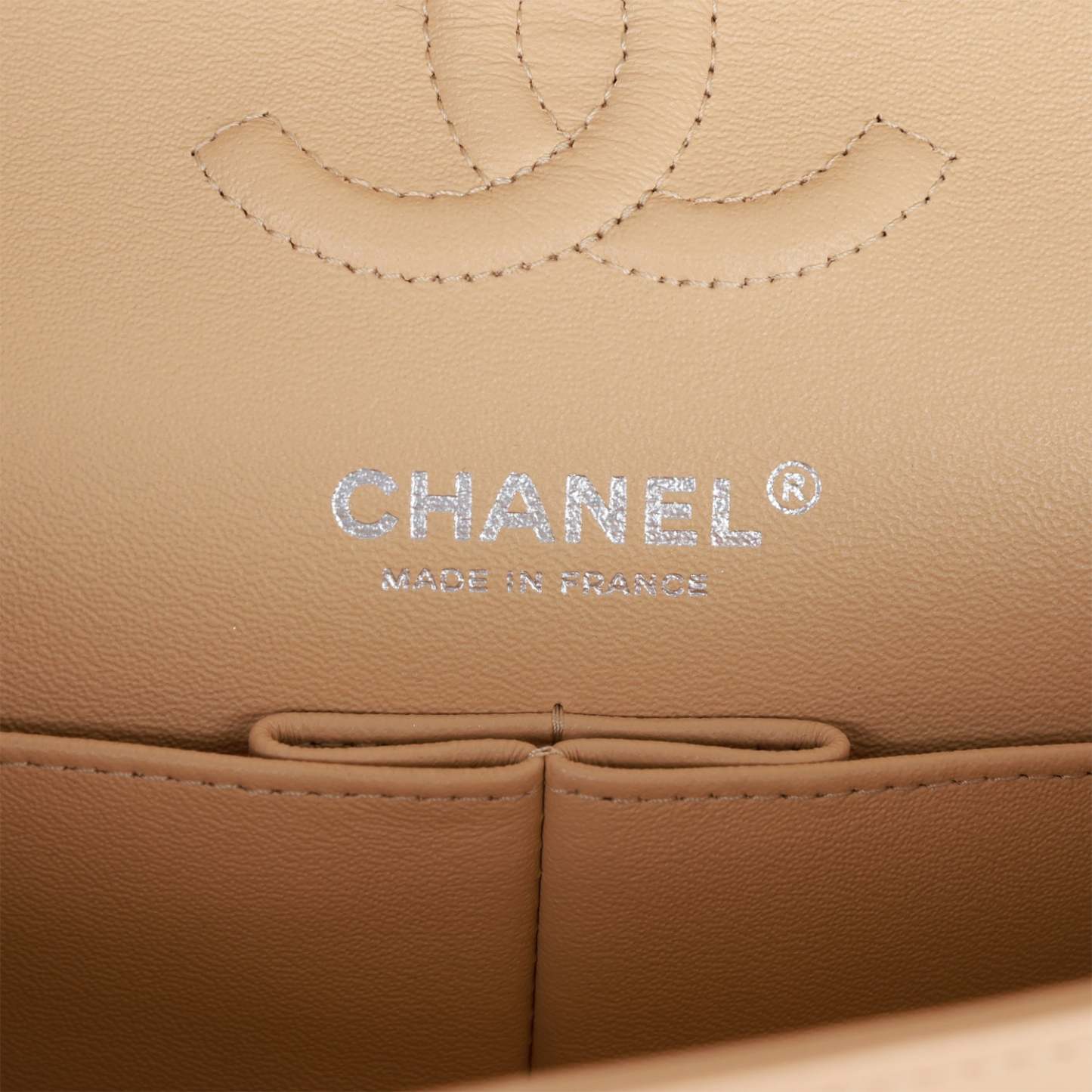 Small Classic Double Flap Beige Lambskin Silver Hardware