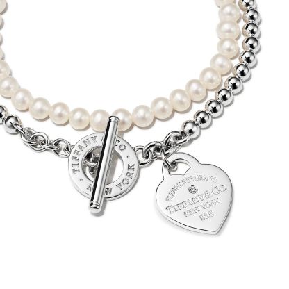 Return to 庐 Wrap Bead Bracelet in Silver with Pearls and a Diamond, Small