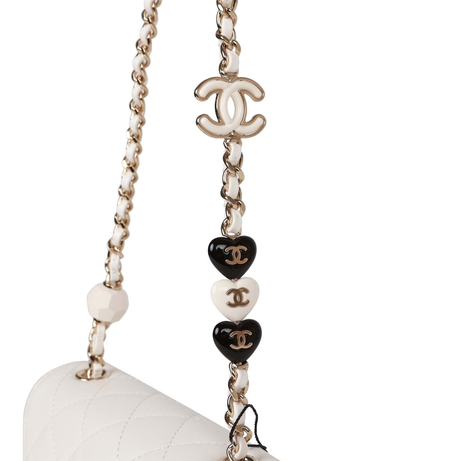 Sweet Mini Square Flap Bag White Lambskin Light Gold Hardware