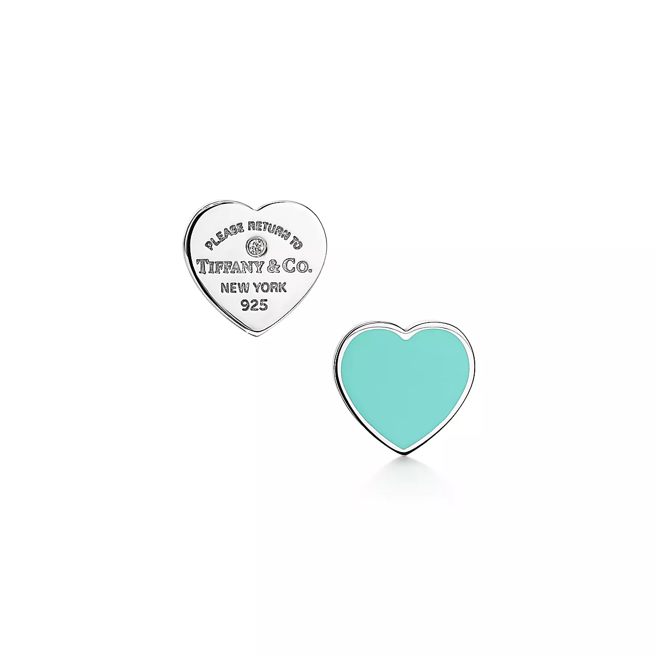 Return to 庐 Earrings in Silver with  Blue庐 and a Diamond, Mini