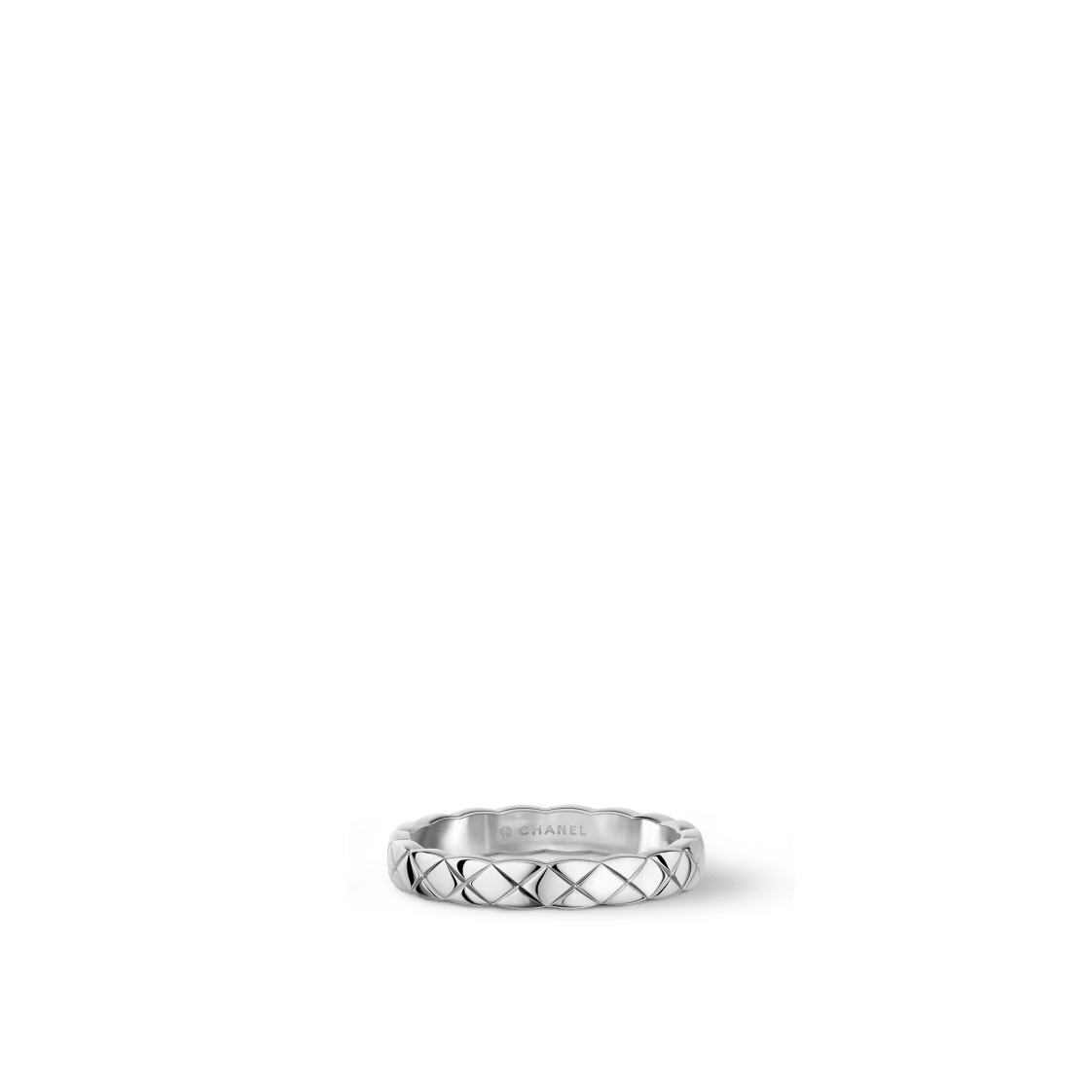 COCO CRUSH RING Quilted motif, mini version, 18K white gold