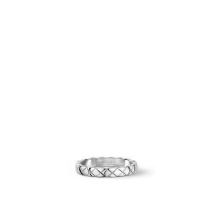 COCO CRUSH RING Quilted motif, mini version, 18K white gold