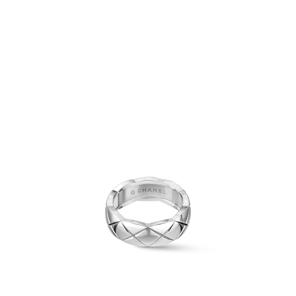 COCO CRUSH RING Quilted motif, small version, 18K white gold