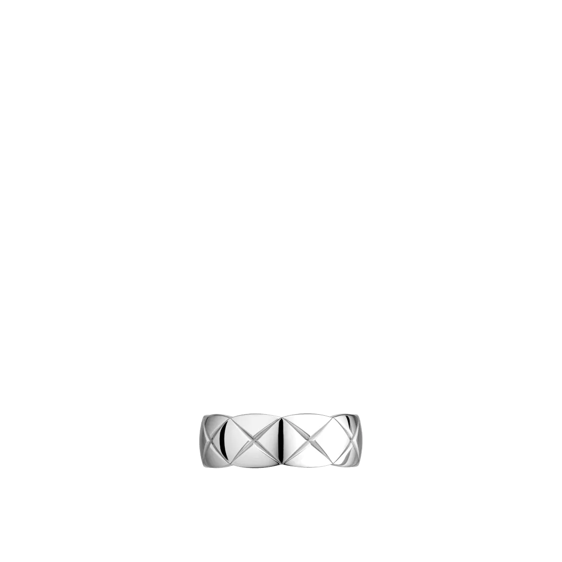 COCO CRUSH RING Quilted motif, small version, 18K white gold
