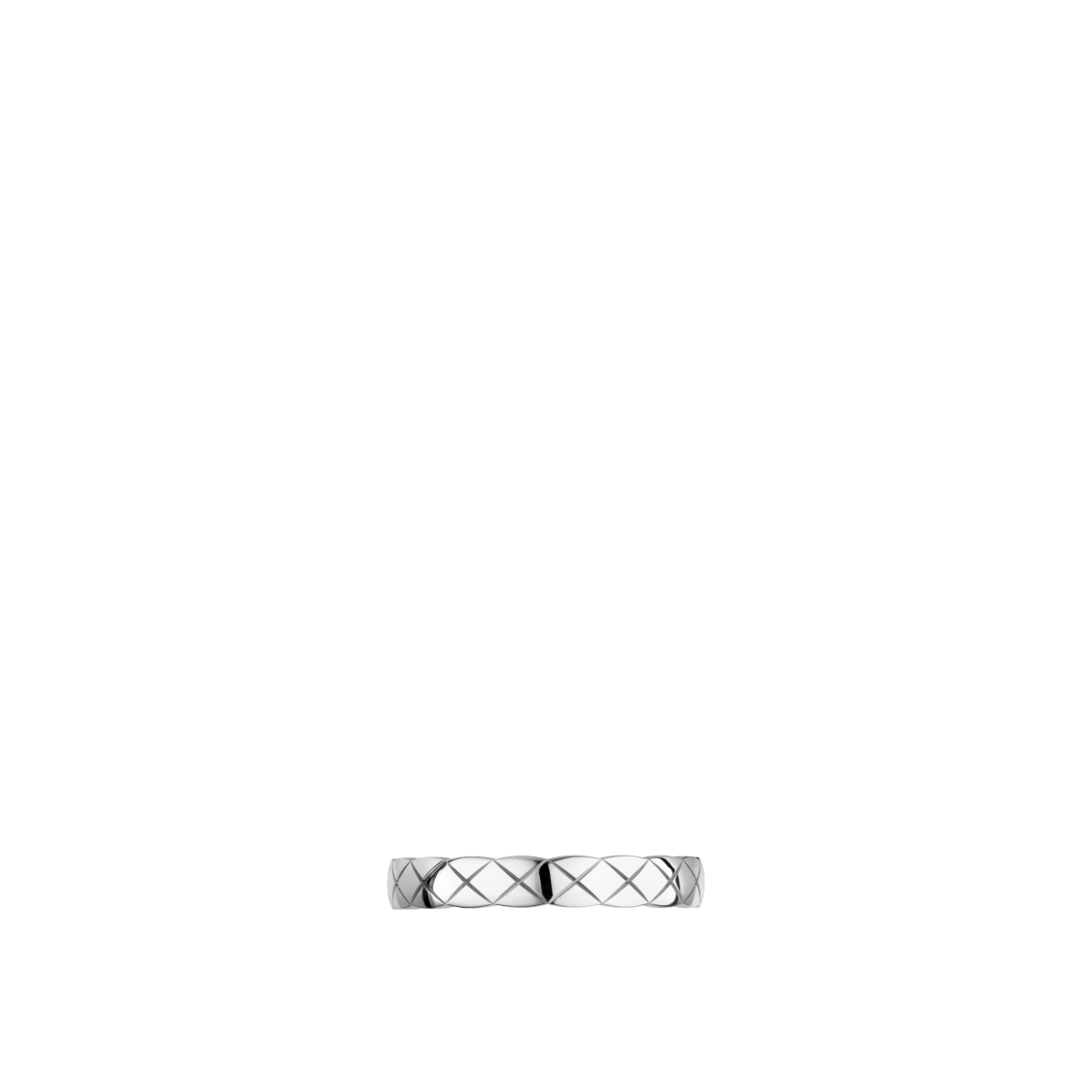 COCO CRUSH RING Quilted motif, mini version, 18K white gold