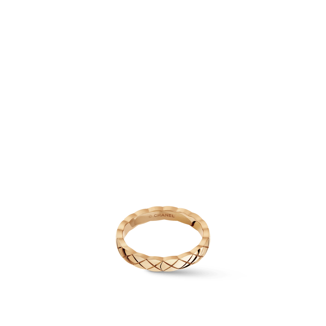 COCO CRUSH RING Quilted motif, mini version, 18K BEIGE GOLD