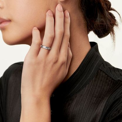 1837庐 Ring in White Gold with Diamonds, Narrow