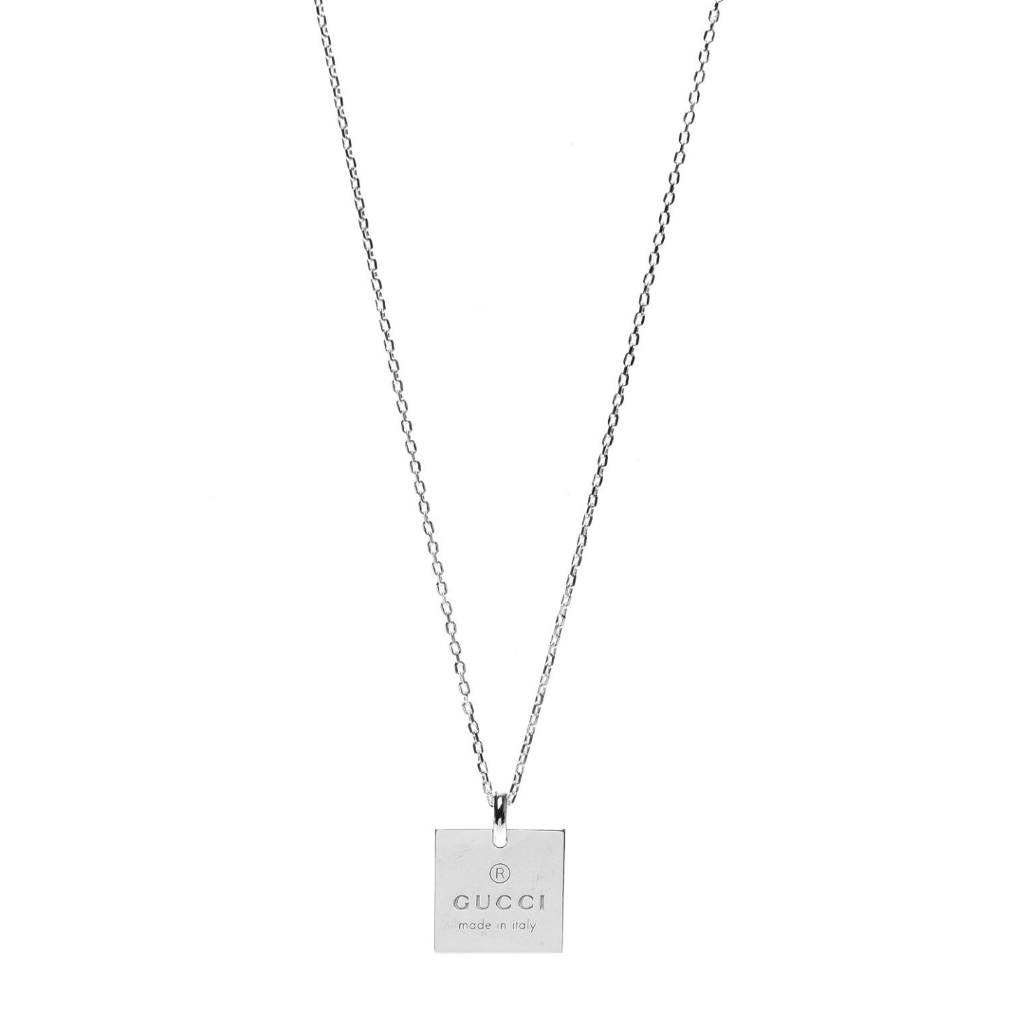 Sterling Silver Trademark Logo Square Pendant Necklace
