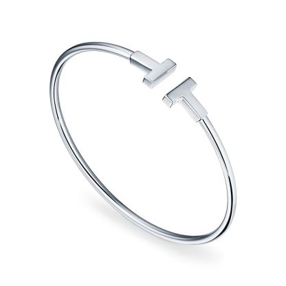 T Wire Bracelet in 18k White Gold