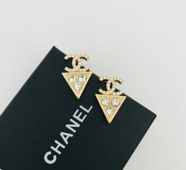 Double C diamond triangle earrings