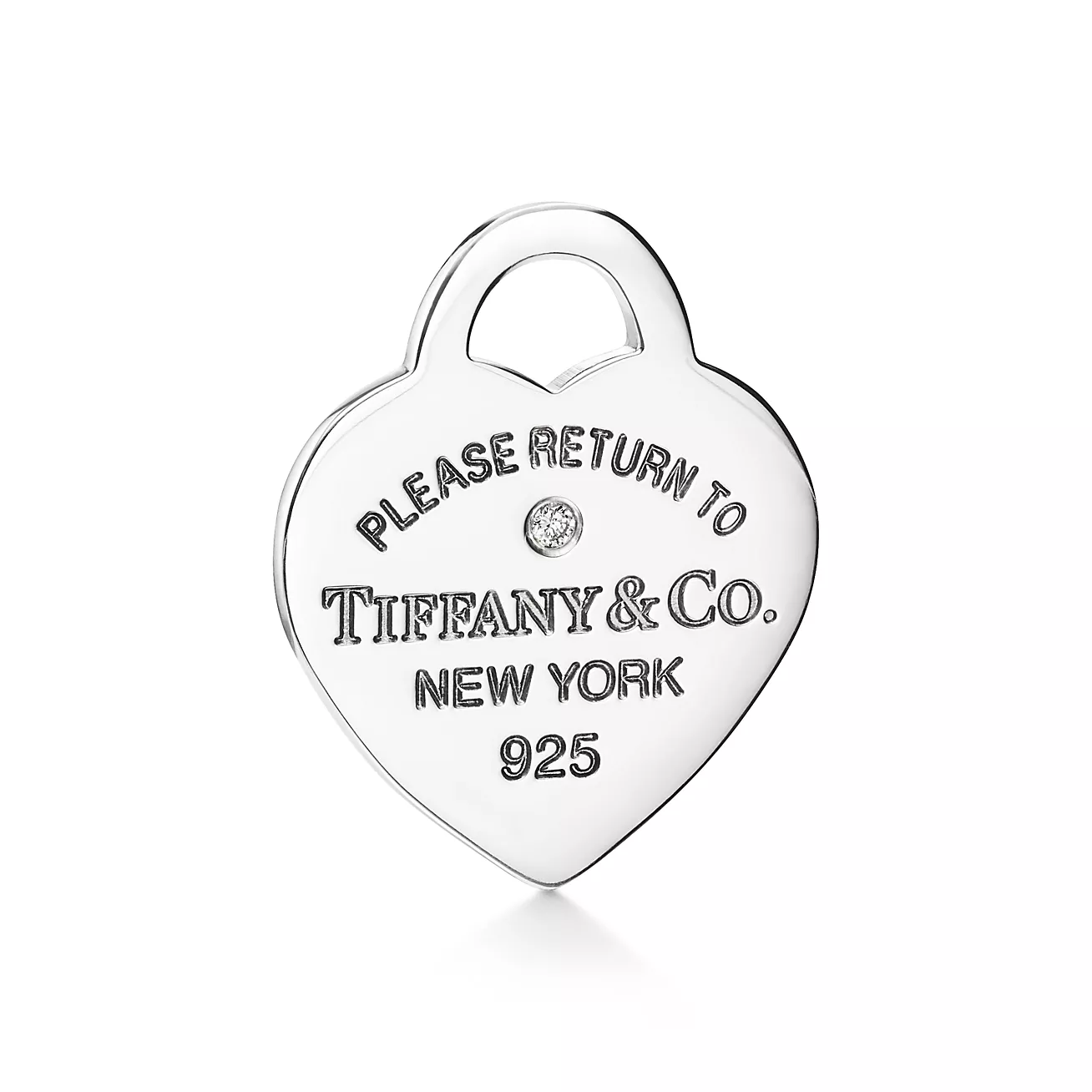 Return to 庐 Pink Double Heart Tag Pendant in Silver with a Diamond