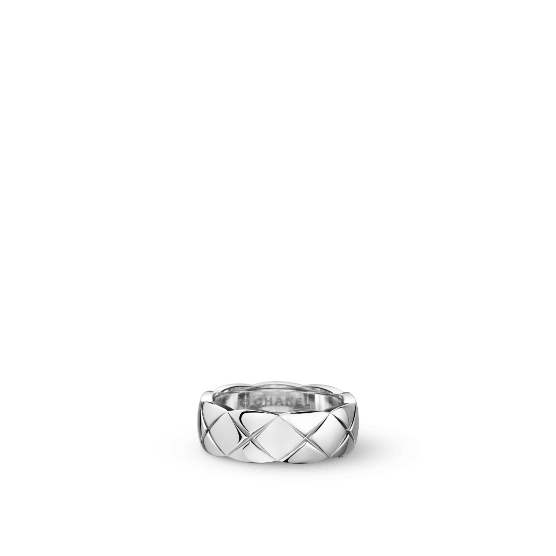 COCO CRUSH RING Quilted motif, small version, 18K white gold