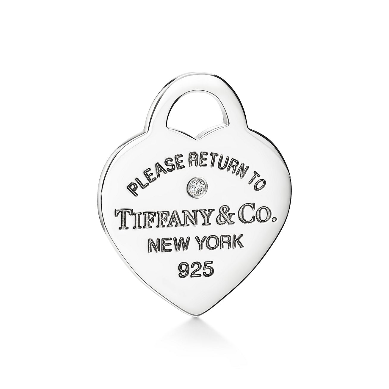 Return to 庐 Heart Pendant in Silver,  Blue庐 with a Diamond, Mini