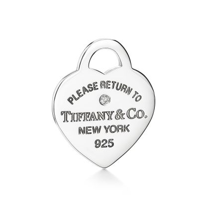 Return to 庐 Heart Pendant in Silver,  Blue庐 with a Diamond, Mini
