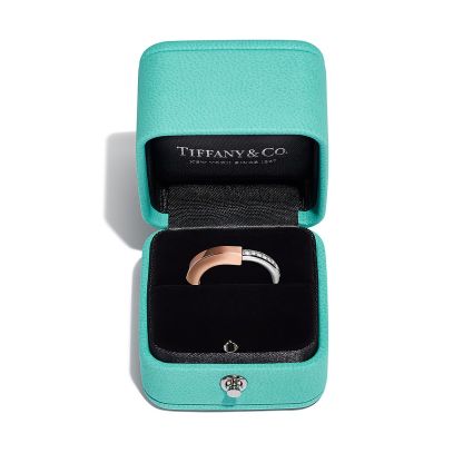 Lock Ring in Rose and White Gold with Diamonds
