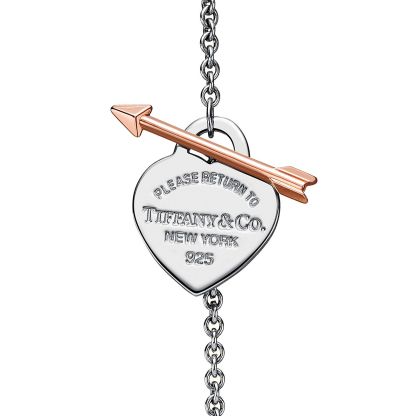 Return to 庐 Lovestruck Heart Tag Bracelet in Silver and Rose Gold, Small