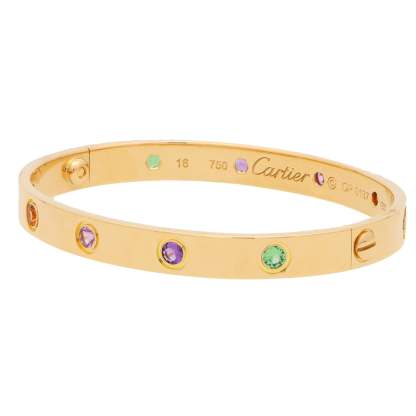 Vintage Carthttier Multi Gem Love Bracelet in 18k Yellow Gold