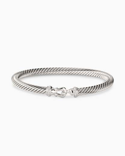 Buckle Classic Cable Bracelet Sterling Silver with Diamonds, 5mm