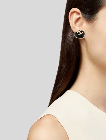 2022 Leather Heart CC Stud Earrings