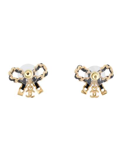 2022 Leather Bow CC Stud Earrings