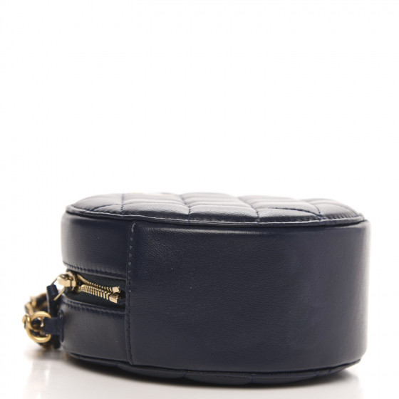Lambskin Quilted Round Pearl Crush Clutch With Chain