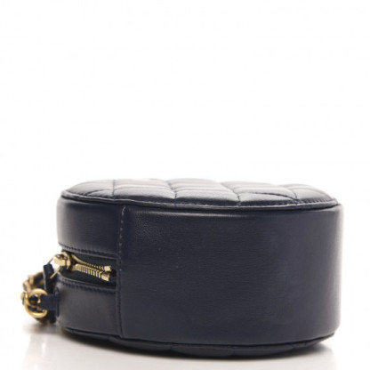 Lambskin Quilted Round Pearl Crush Clutch With Chain