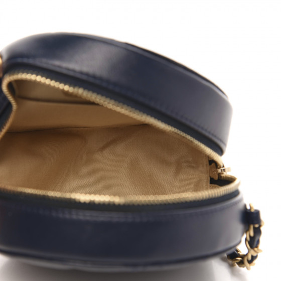 Lambskin Quilted Round Pearl Crush Clutch With Chain