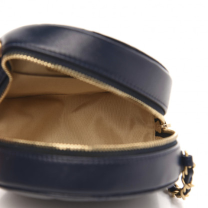 Lambskin Quilted Round Pearl Crush Clutch With Chain