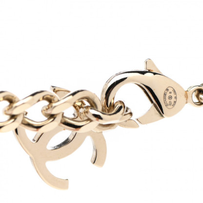 Metal Lambskin CC Square Bracelet Gold Black