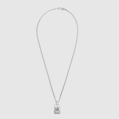 Sterling Silver Ghost Dog Tag Necklace