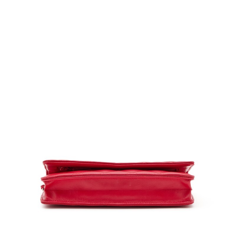 Dark Pink Quilted Lambskin Wallet on Chain WOC Silver Hardware, 2009-2010