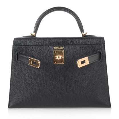 Kelly 20 Mini Kelly II Sellier Bag Black Chevre Gold Hardware Limited Edition