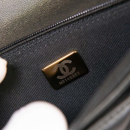 Black Lambskin Quilted Trendy CC Wallet On Chain