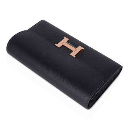 Constance Long To Go Wallet Black Rose Gold Hardware Epsom New w/ Box