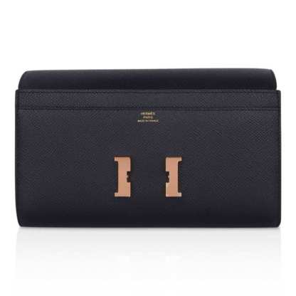 Constance Long To Go Wallet Black Rose Gold Hardware Epsom New w/ Box