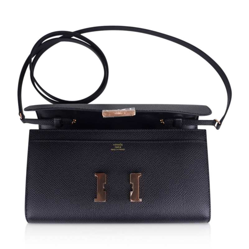 Constance Long To Go Wallet Black Rose Gold Hardware Epsom New w/ Box