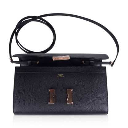 Constance Long To Go Wallet Black Rose Gold Hardware Epsom New w/ Box