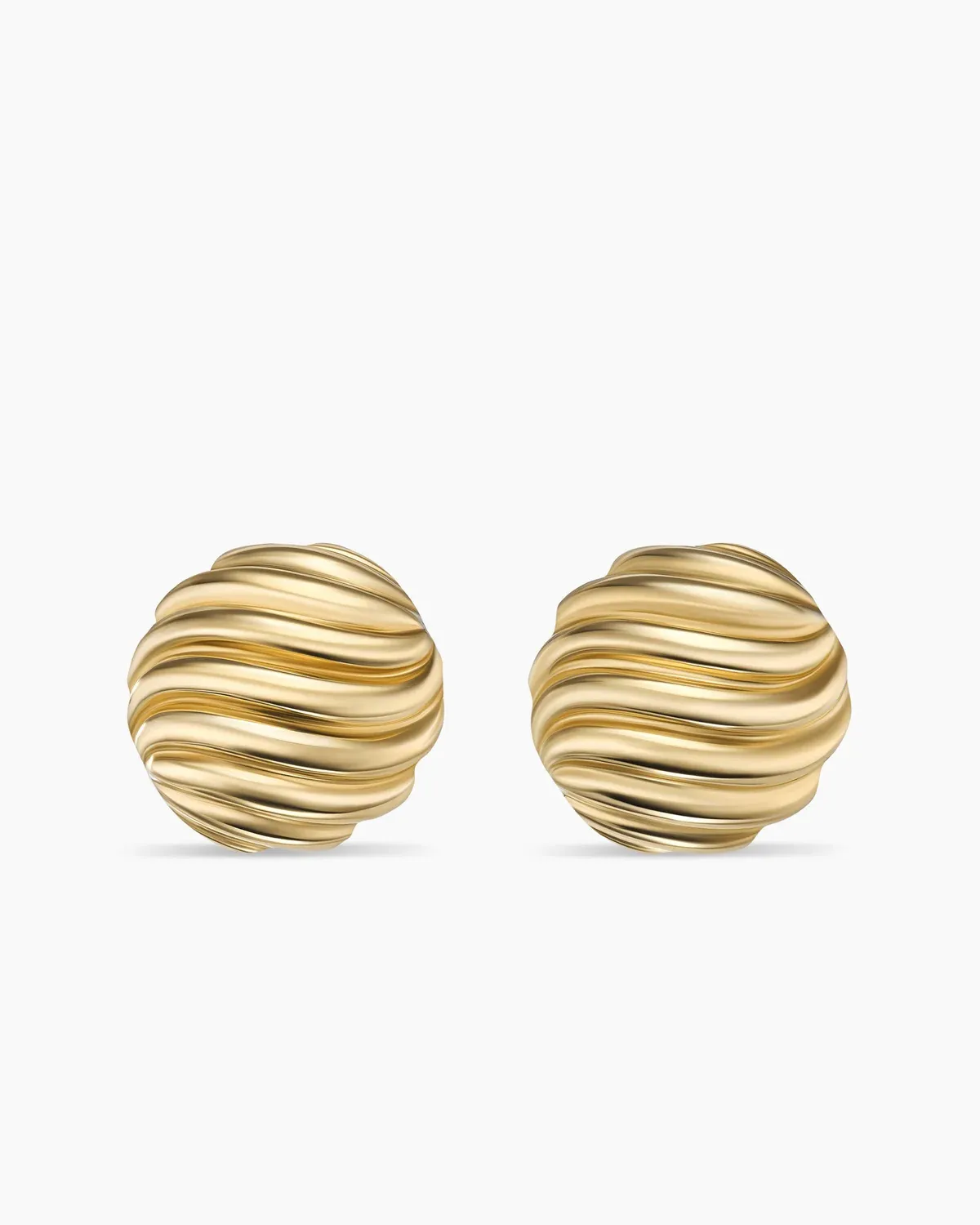 Sculpted Cable Stud Earrings 18K Yellow Gold, 14mm