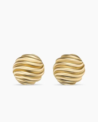 Sculpted Cable Stud Earrings 18K Yellow Gold, 14mm