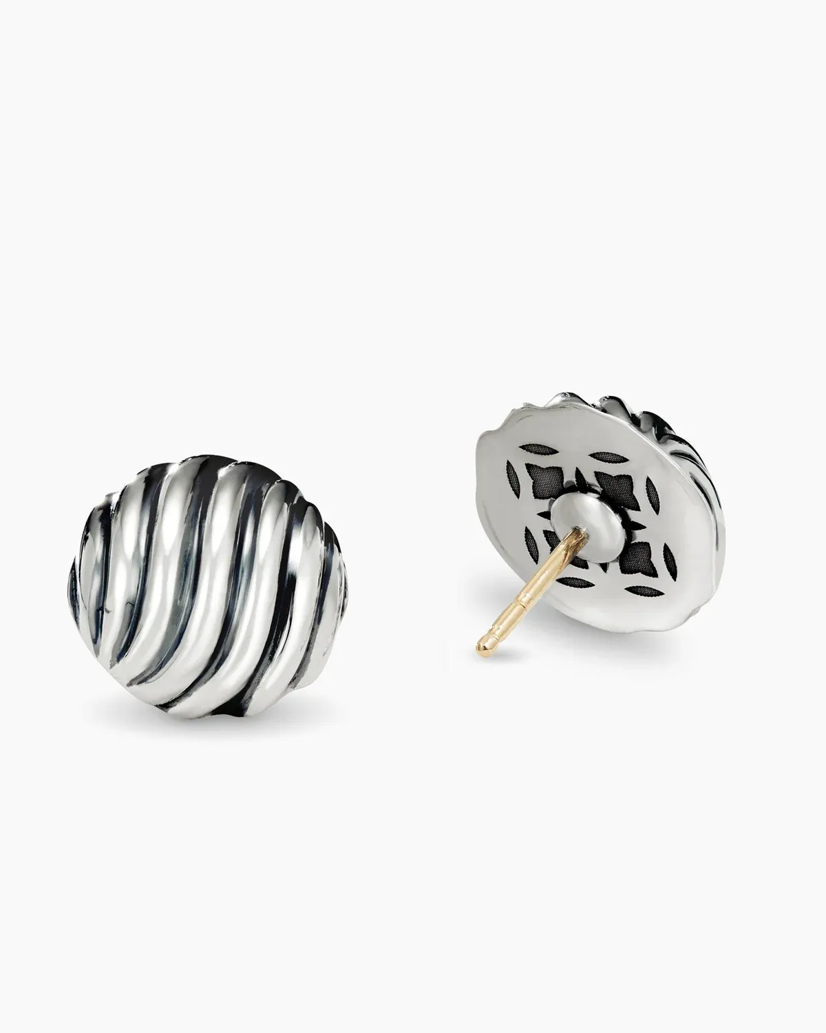 Sculpted Cable Stud Earrings Sterling Silver, 14mm