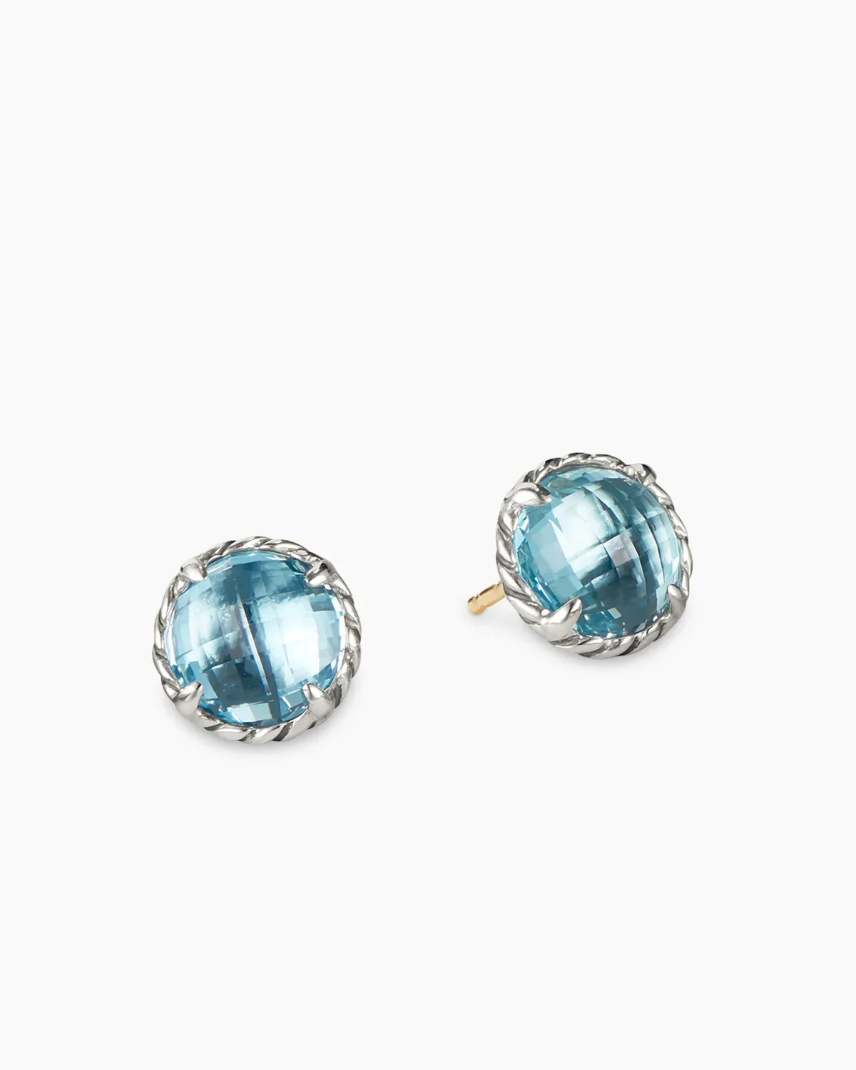 Petite Chatelaine庐 Stud Earrings Sterling Silver with Blue Topaz, 8mm