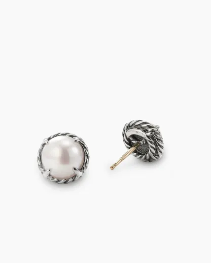 Petite Chatelaine庐 Stud Earrings Sterling Silver with Pearls, 8mm