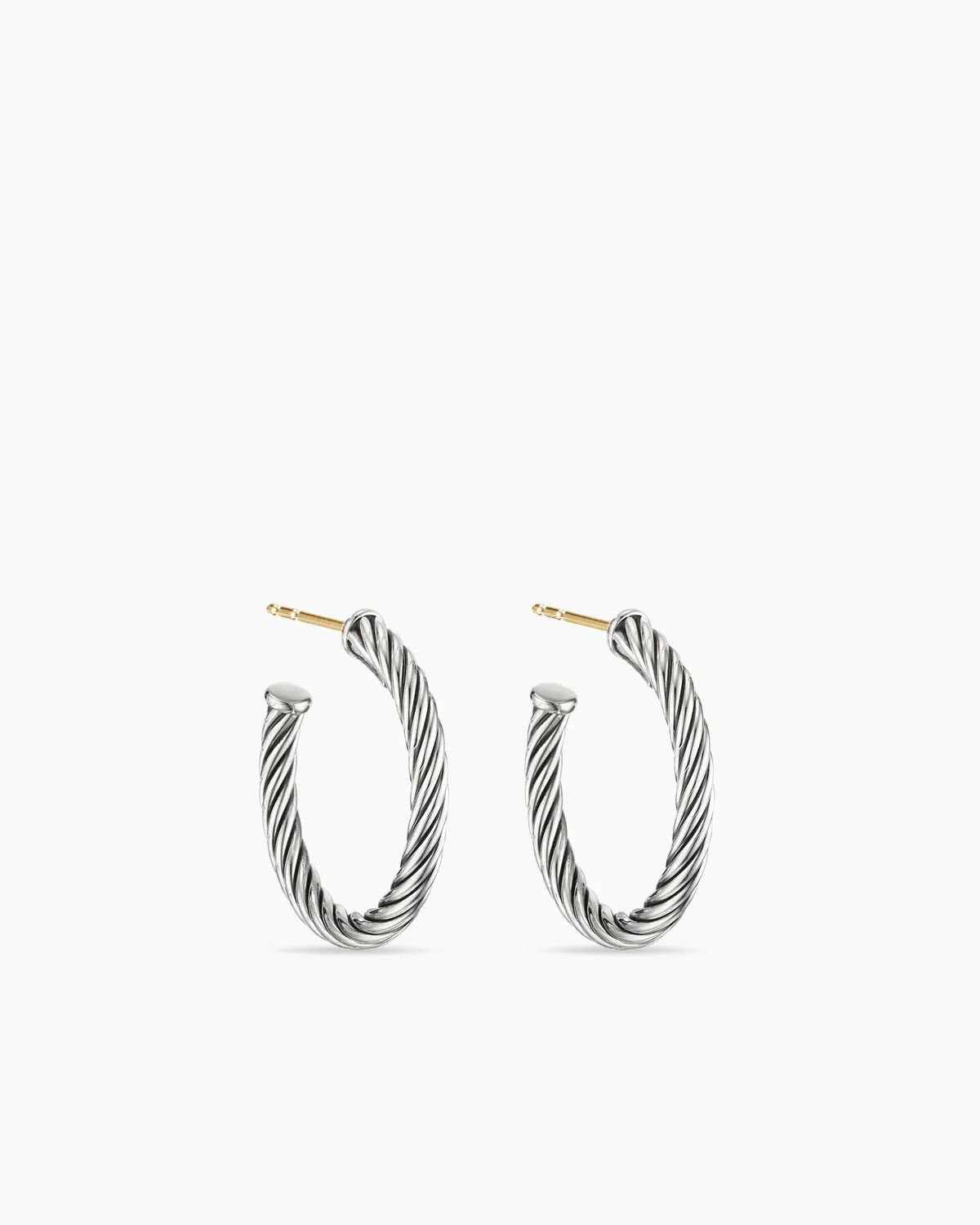 Cable Hoop Earrings Sterling Silver, 3/4in