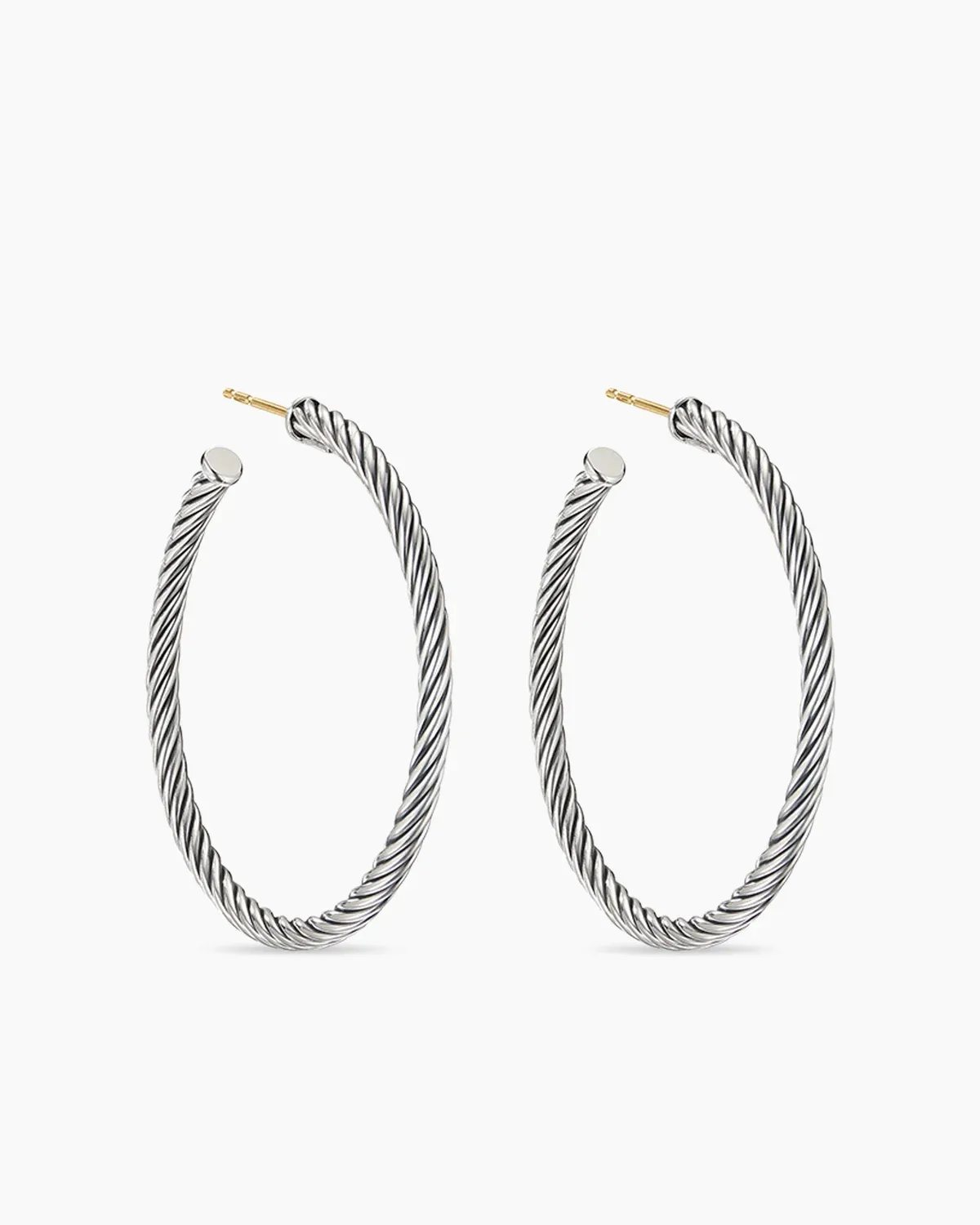 Cable Hoop Earrings Sterling Silver, 1.5in
