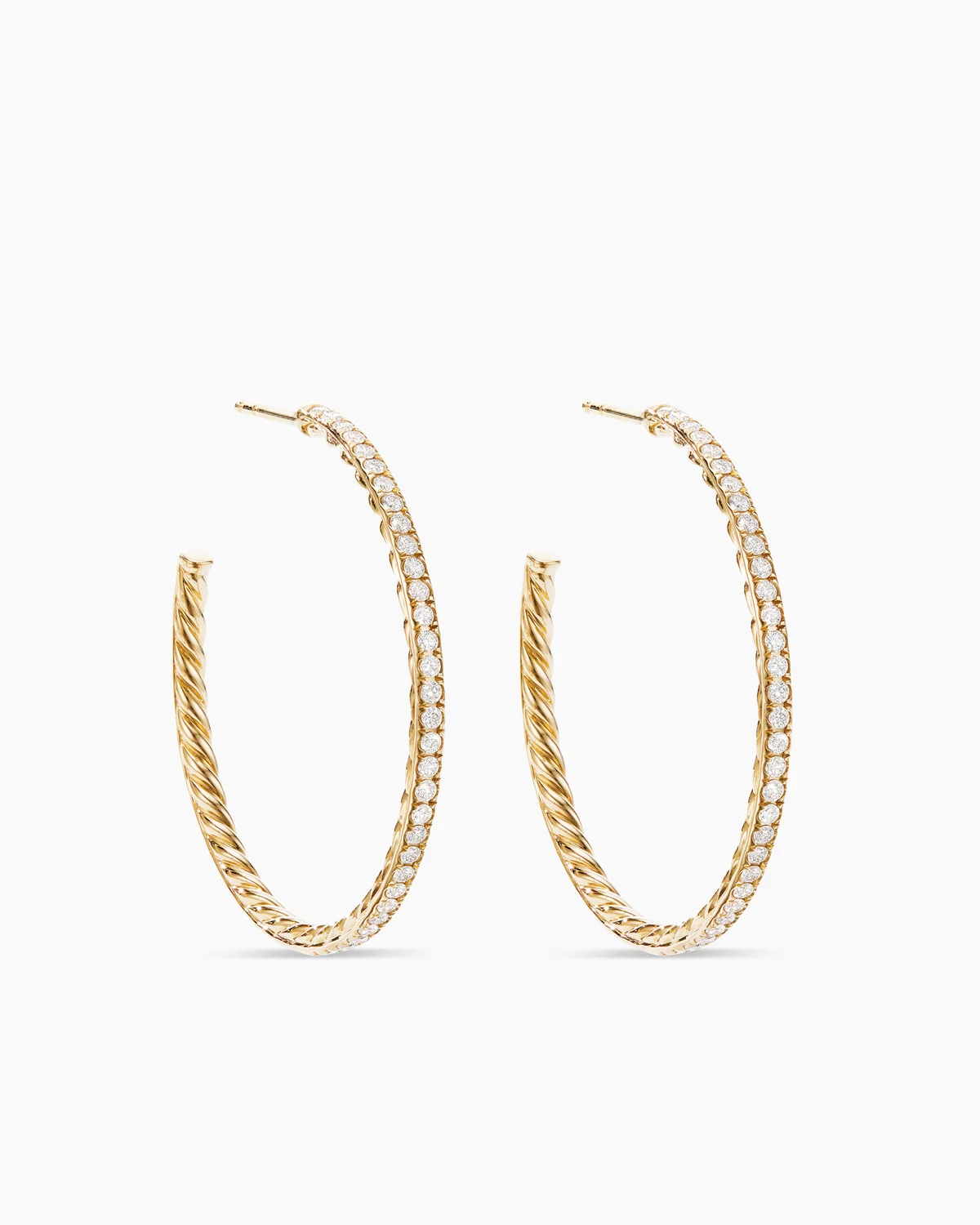 Pav茅 Hoop Earrings 18K Yellow Gold with Diamonds, 38mm